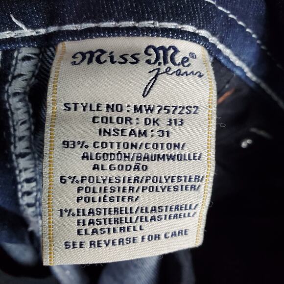 Miss Me Mid Rise Skinny Embellished Back Flap Pockets Jeans Size 27 - Picture 9 of 10